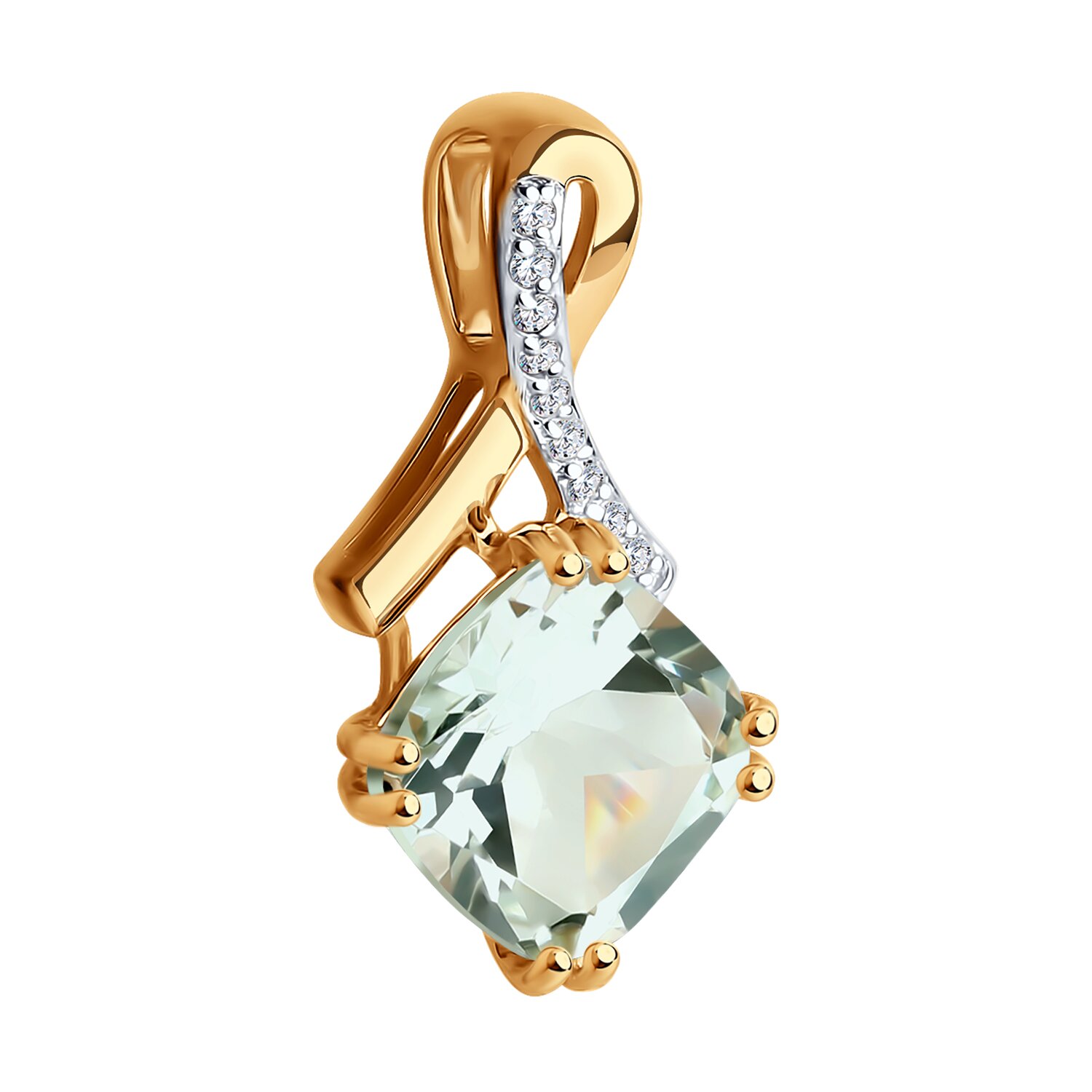 Подвеска Sokolov из золота с бриллиантами и празиолитом - image 2