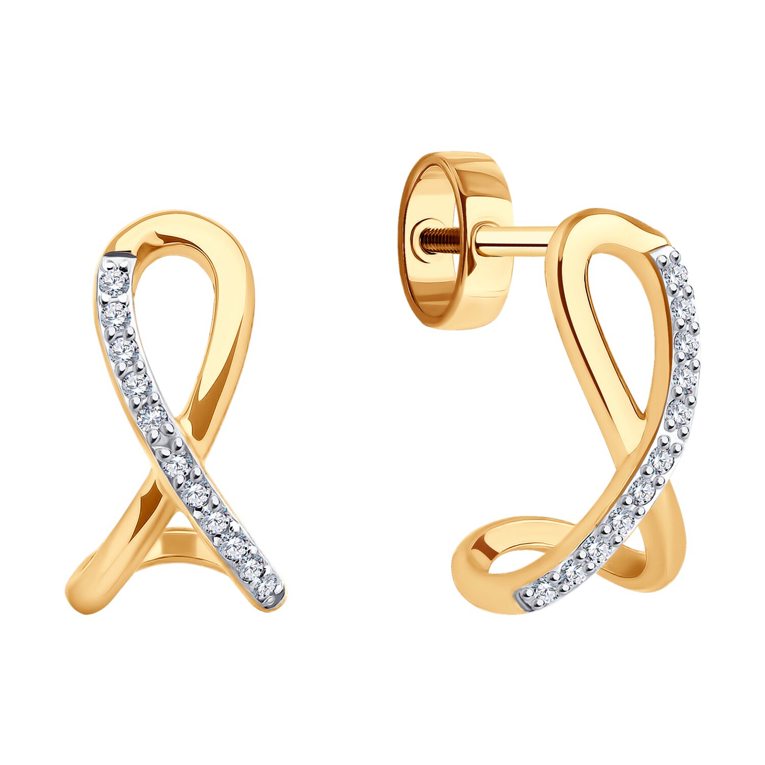 Cercei Sokolov din aur cu zirconii - image 2