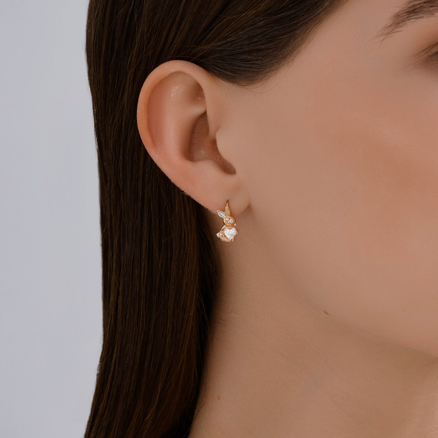 Gold Sokolov earrings with zirconia   - image 3