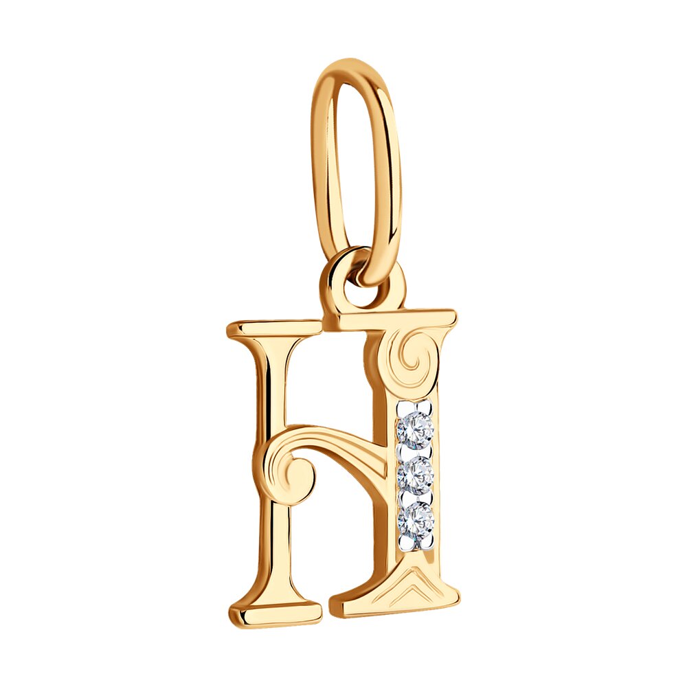 Pandantiv Sokolov din aur cu zirconii - image 2