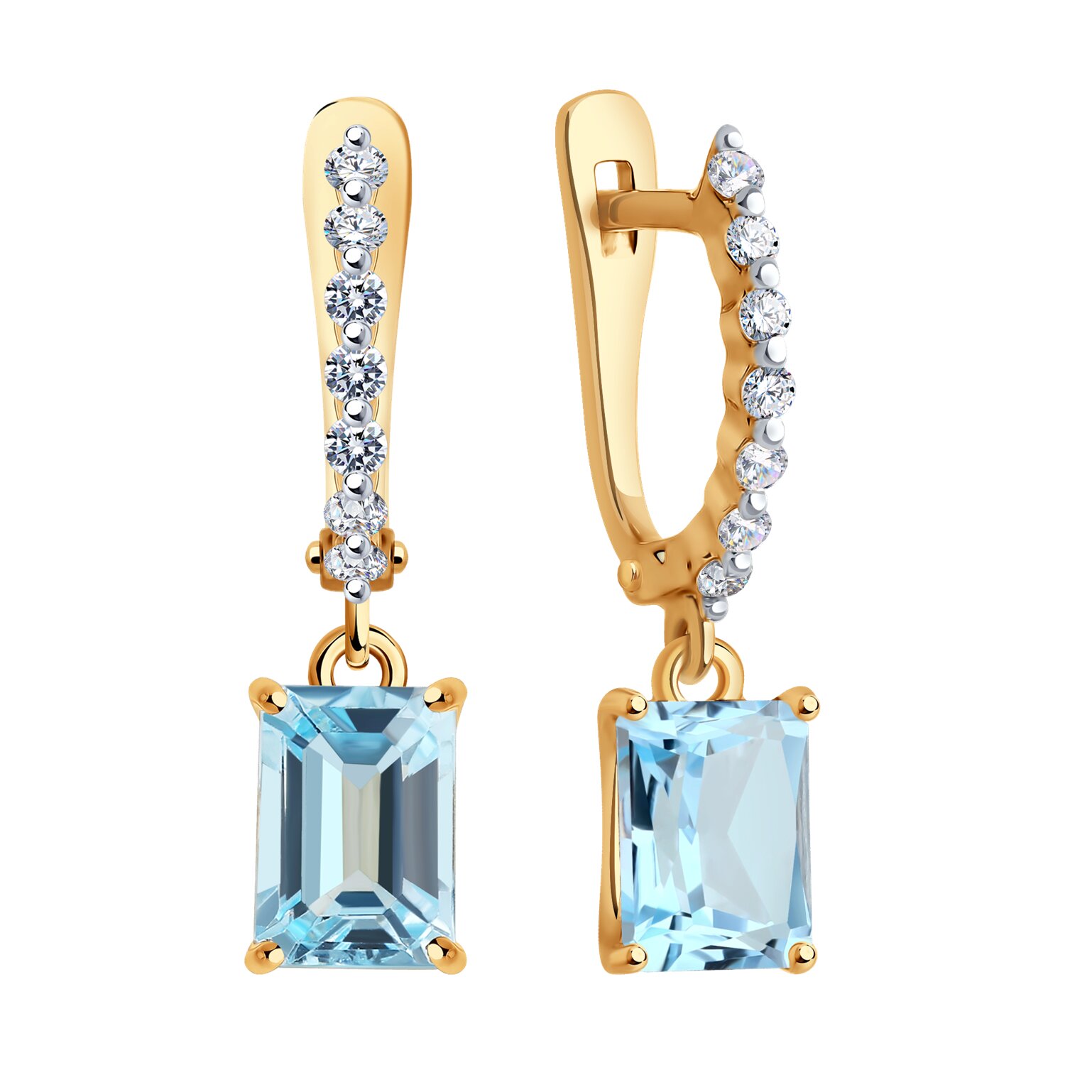 Cercei Sokolov din aur cu topaz si zirconiu - image 2