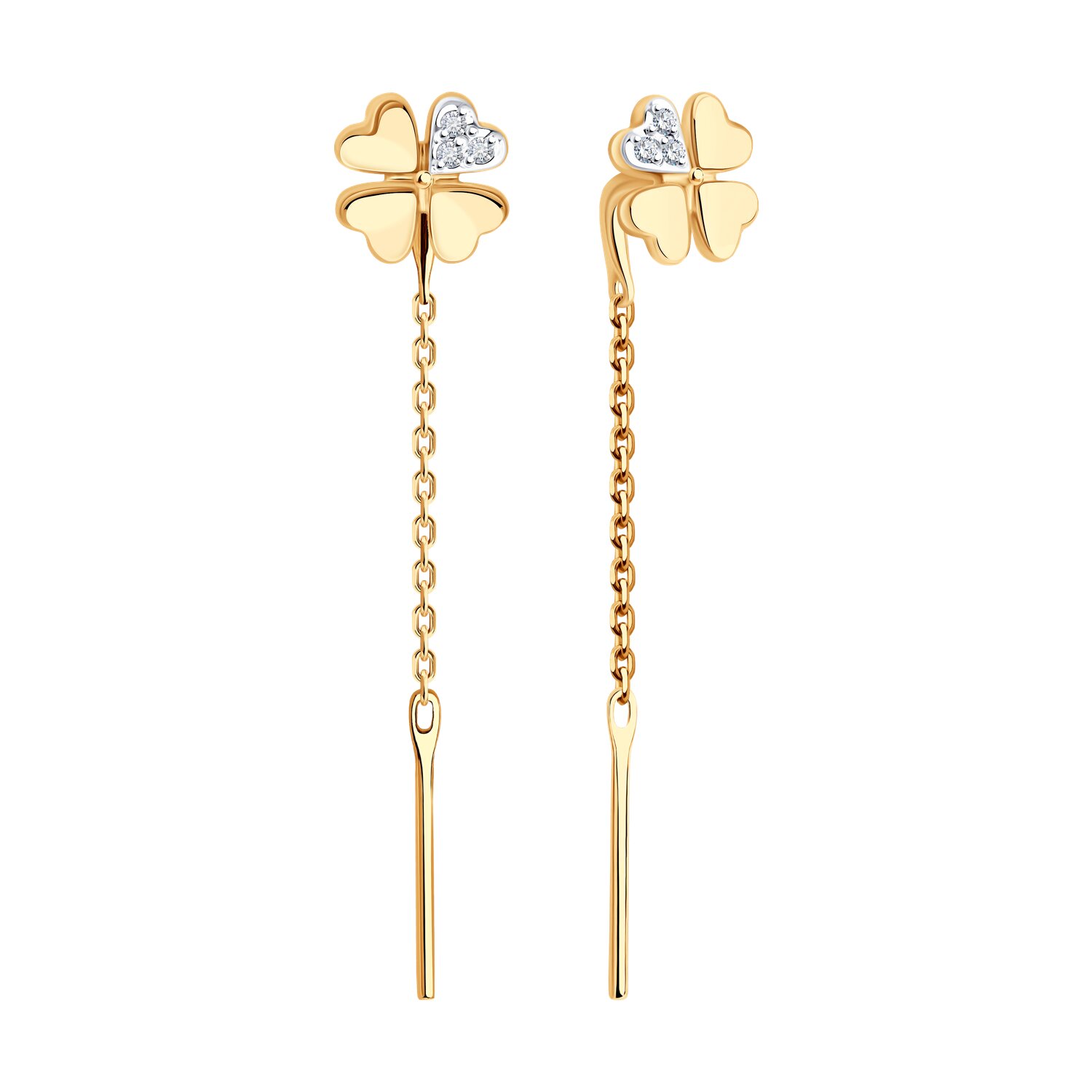 Gold Sokolov earrings with diamonds