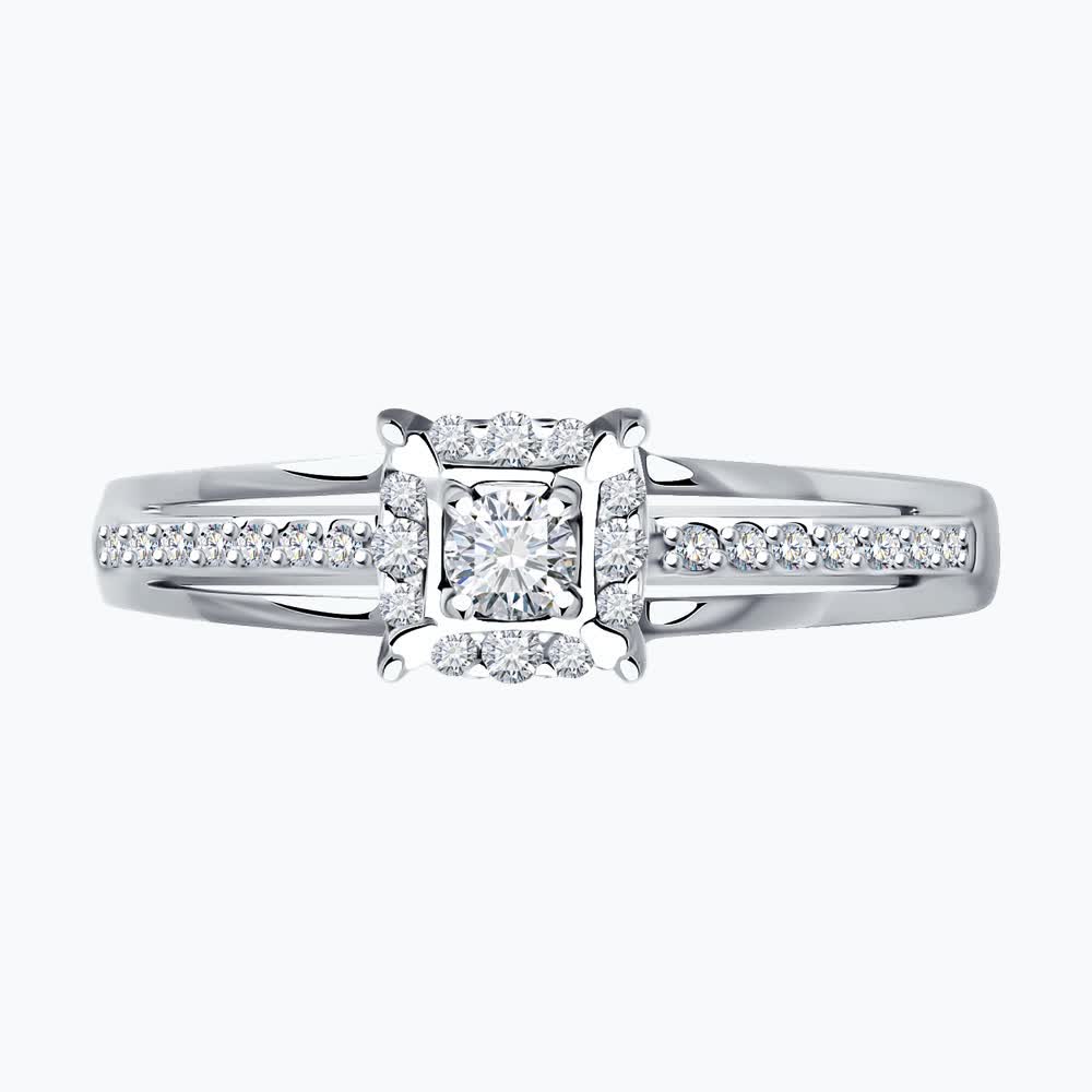 Inel Sokolov din aur alb cu diamante