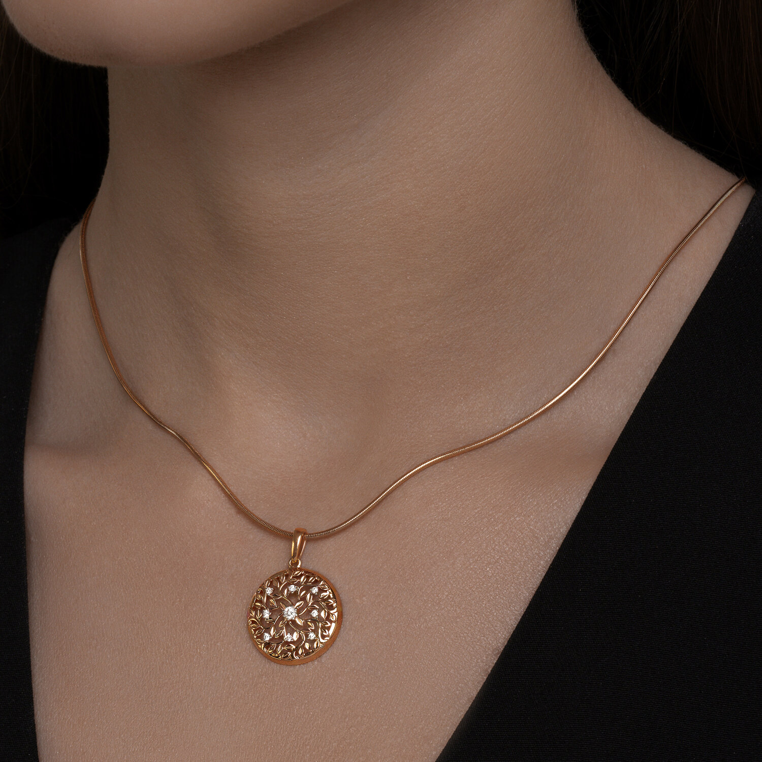 Pandantiv Sokolov din aur cu zirconii - image 3