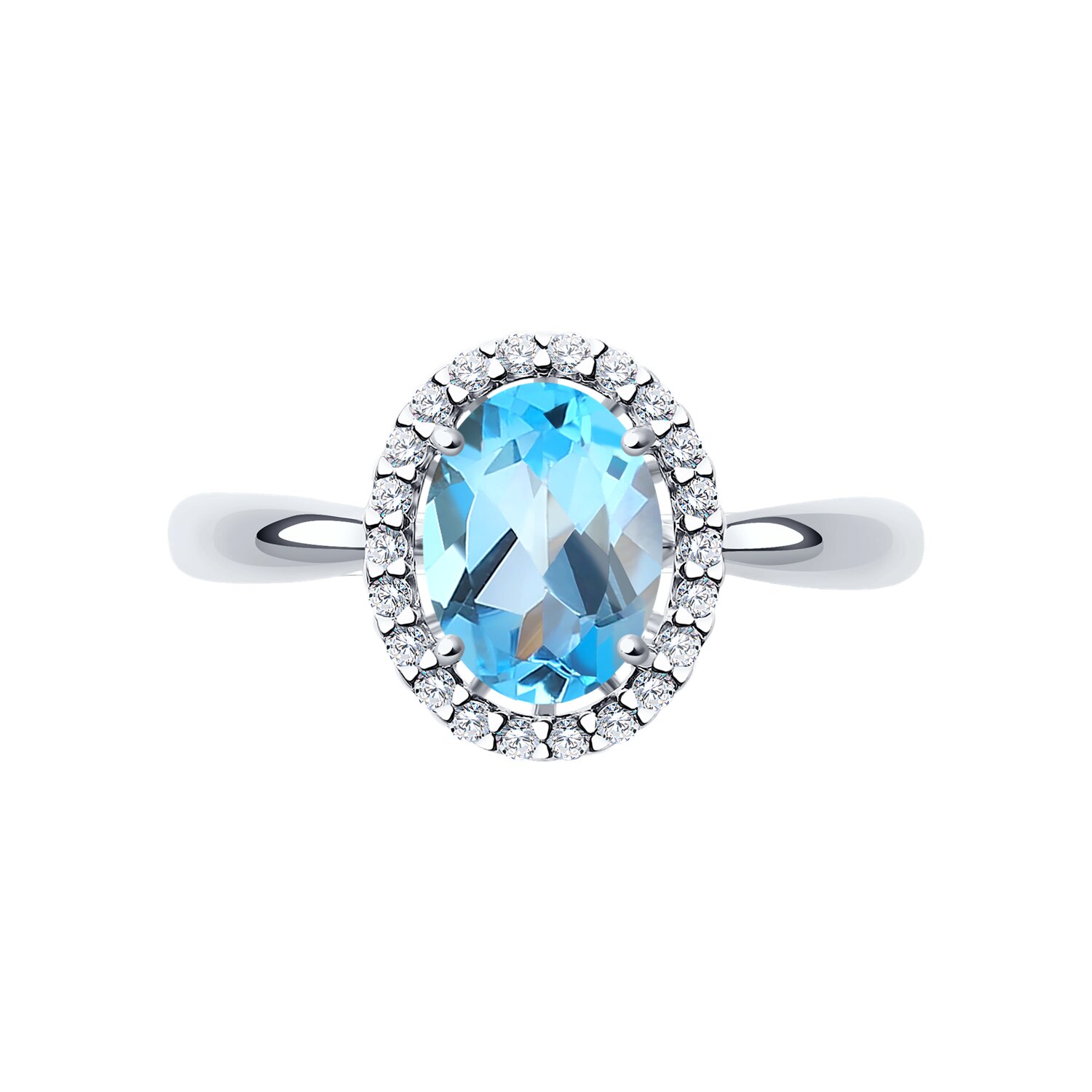 Кольцо Sokolov из белого золота с топазом и фианитами - image 2