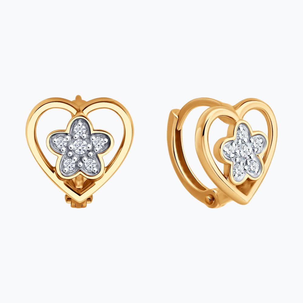 Cercei Sokolov din aur cu zirconii - image 1