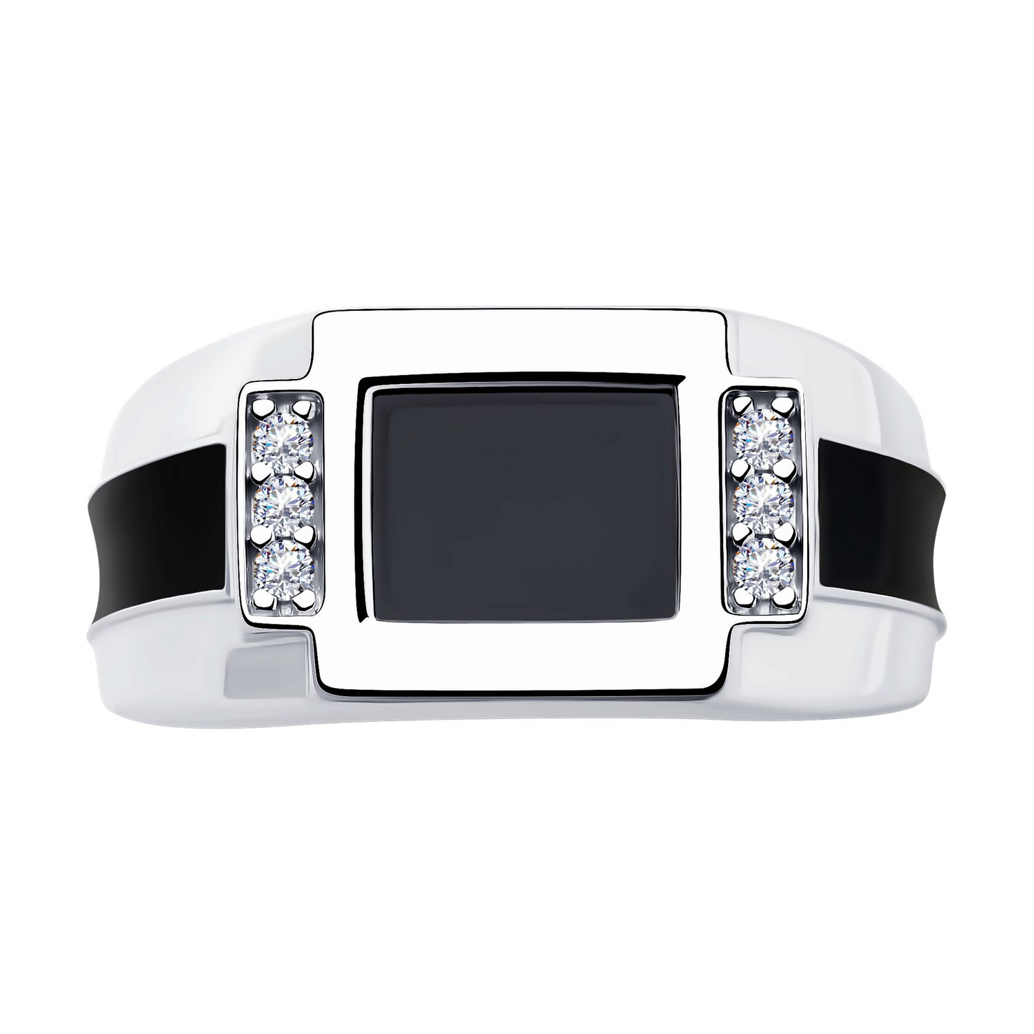 Sokolov silver ring with zirconia and emal