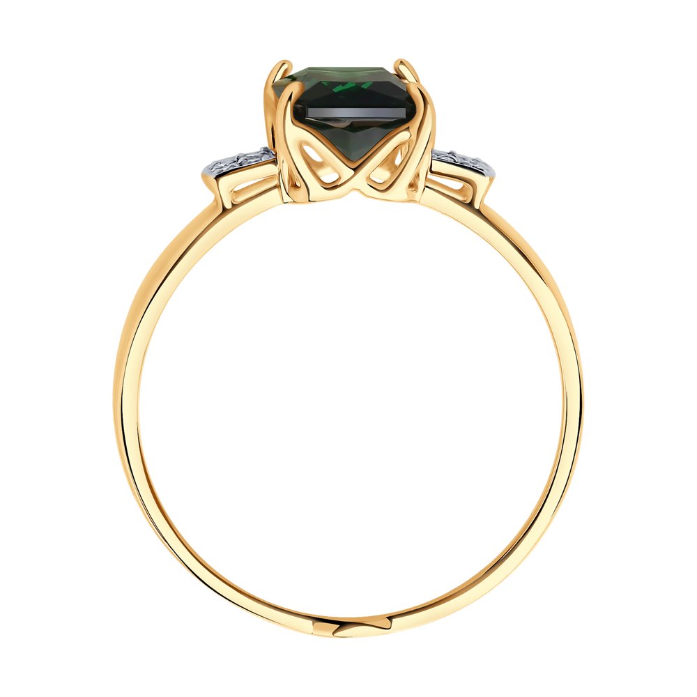 Inel Sokolov din aur cu sital verde si zirconii - image 2