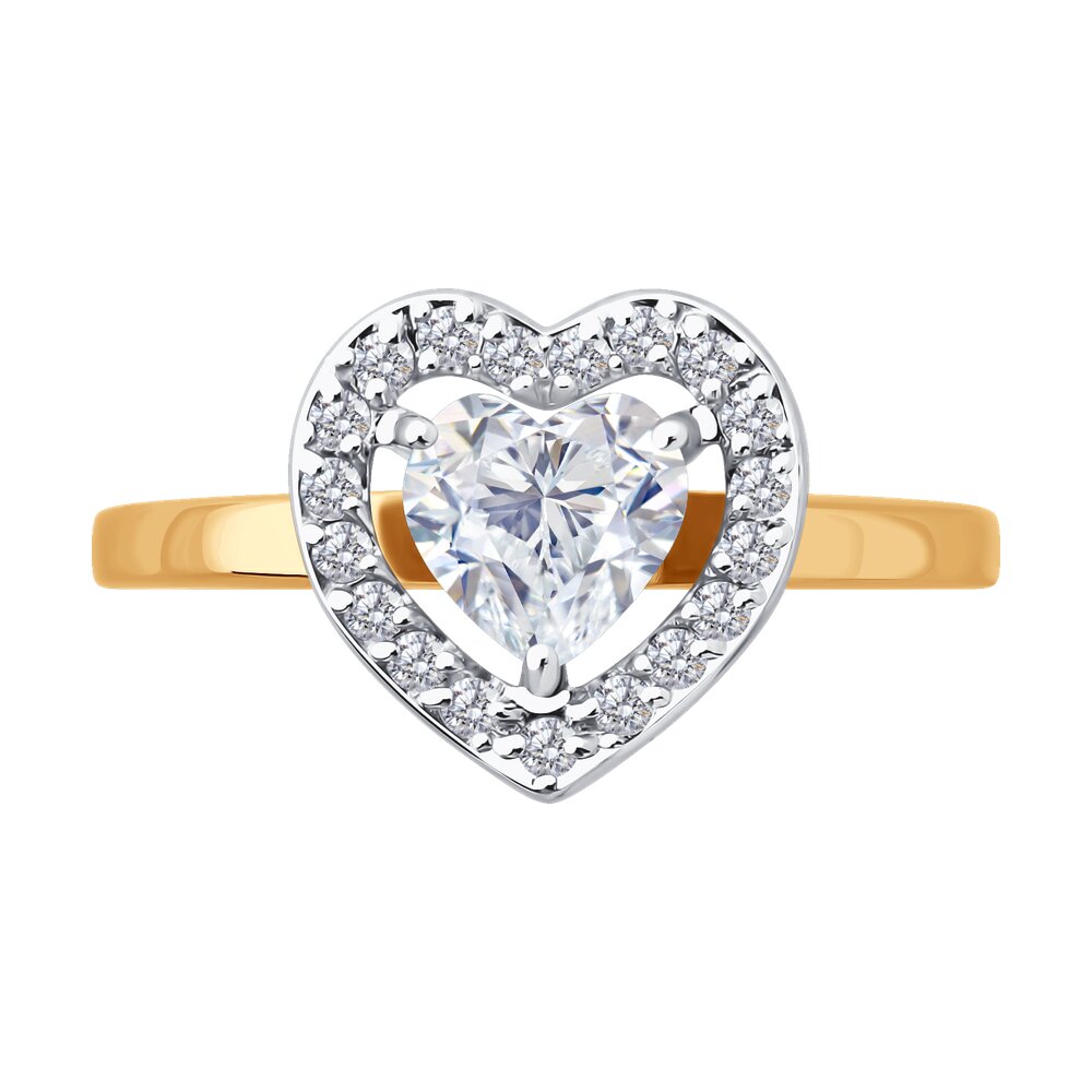 Gold Sokolov ring with zirconia - image 2