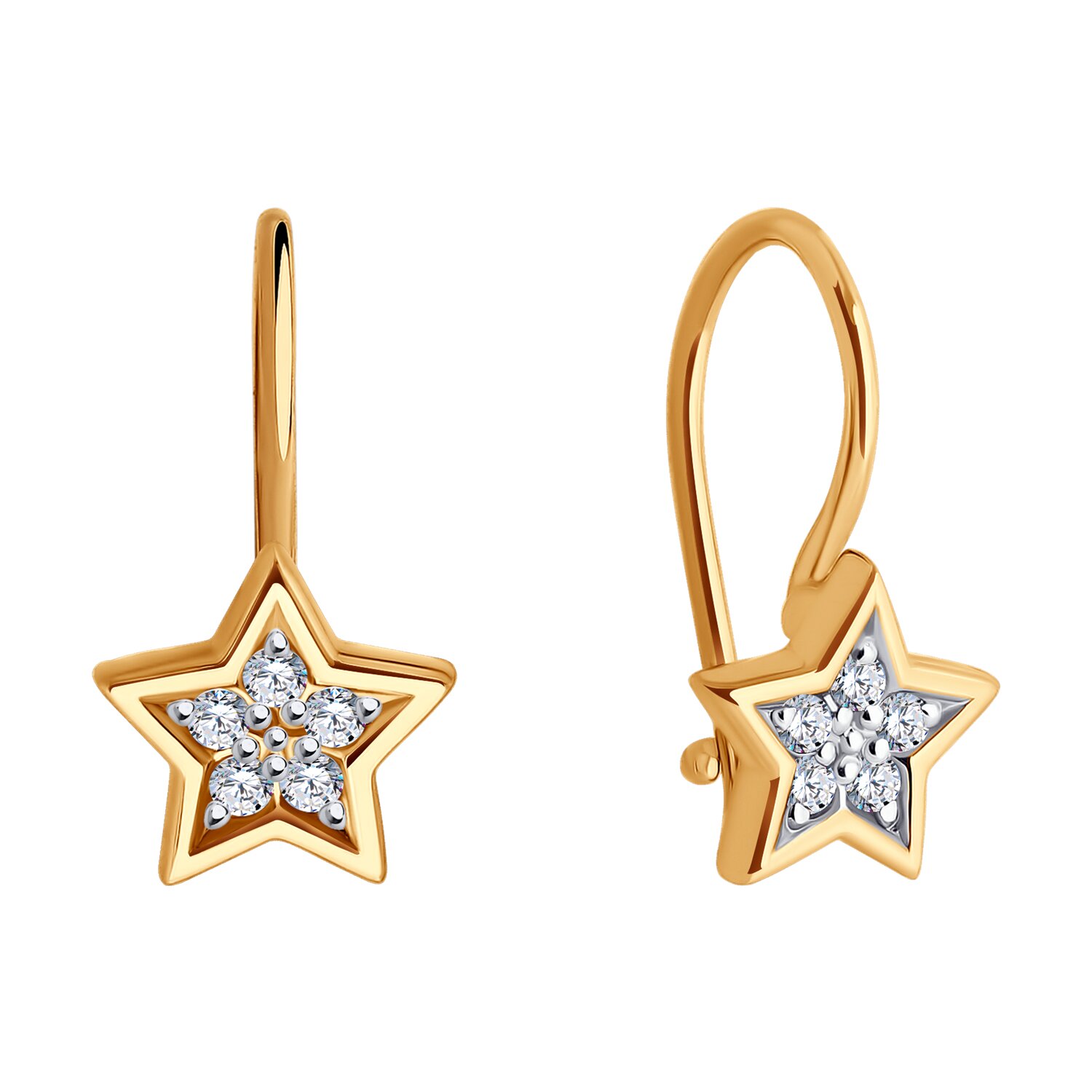 Gold Sokolov earrings with zirconia   - image 2
