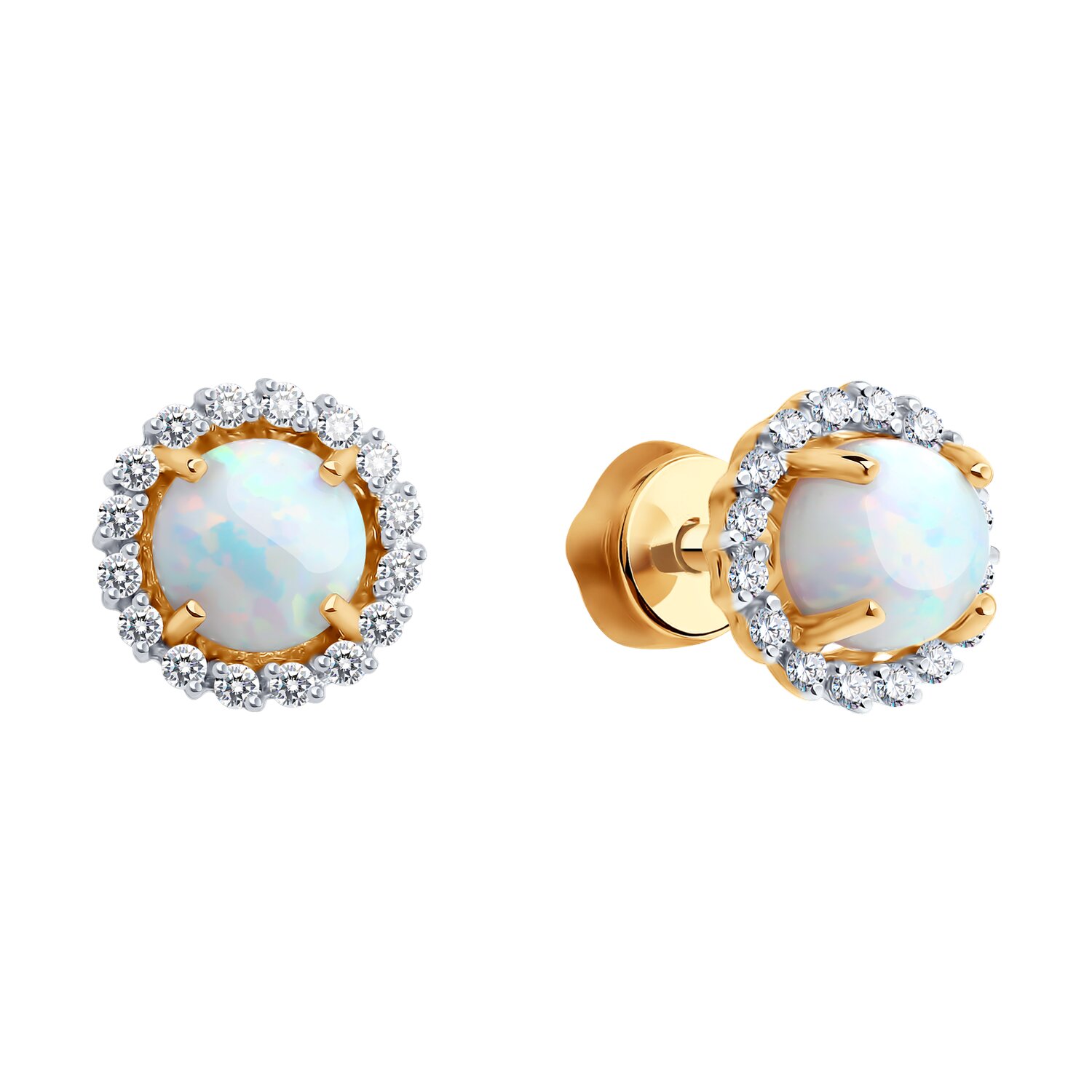 Cercei Sokolov din aur cu opal si zirconii - image 2