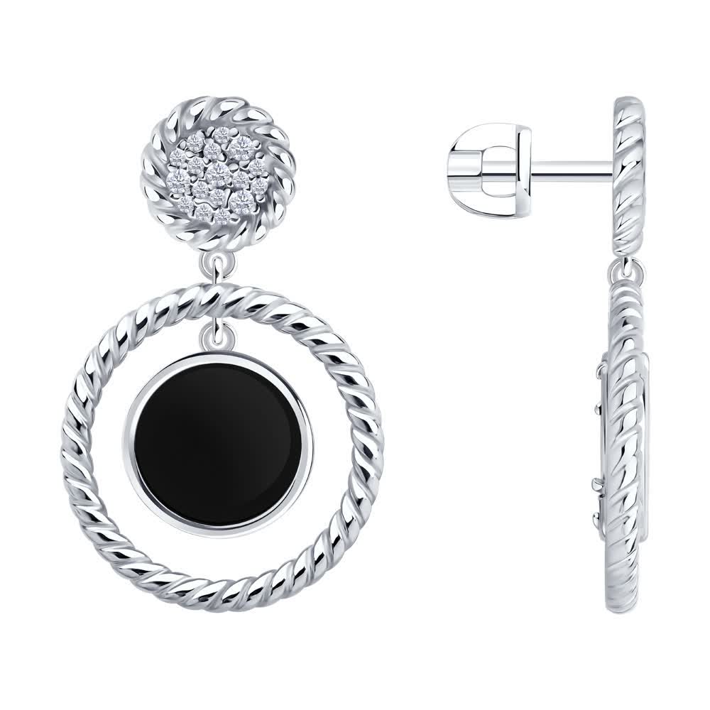 Cercei Sokolov din argint cu zirconii și agate