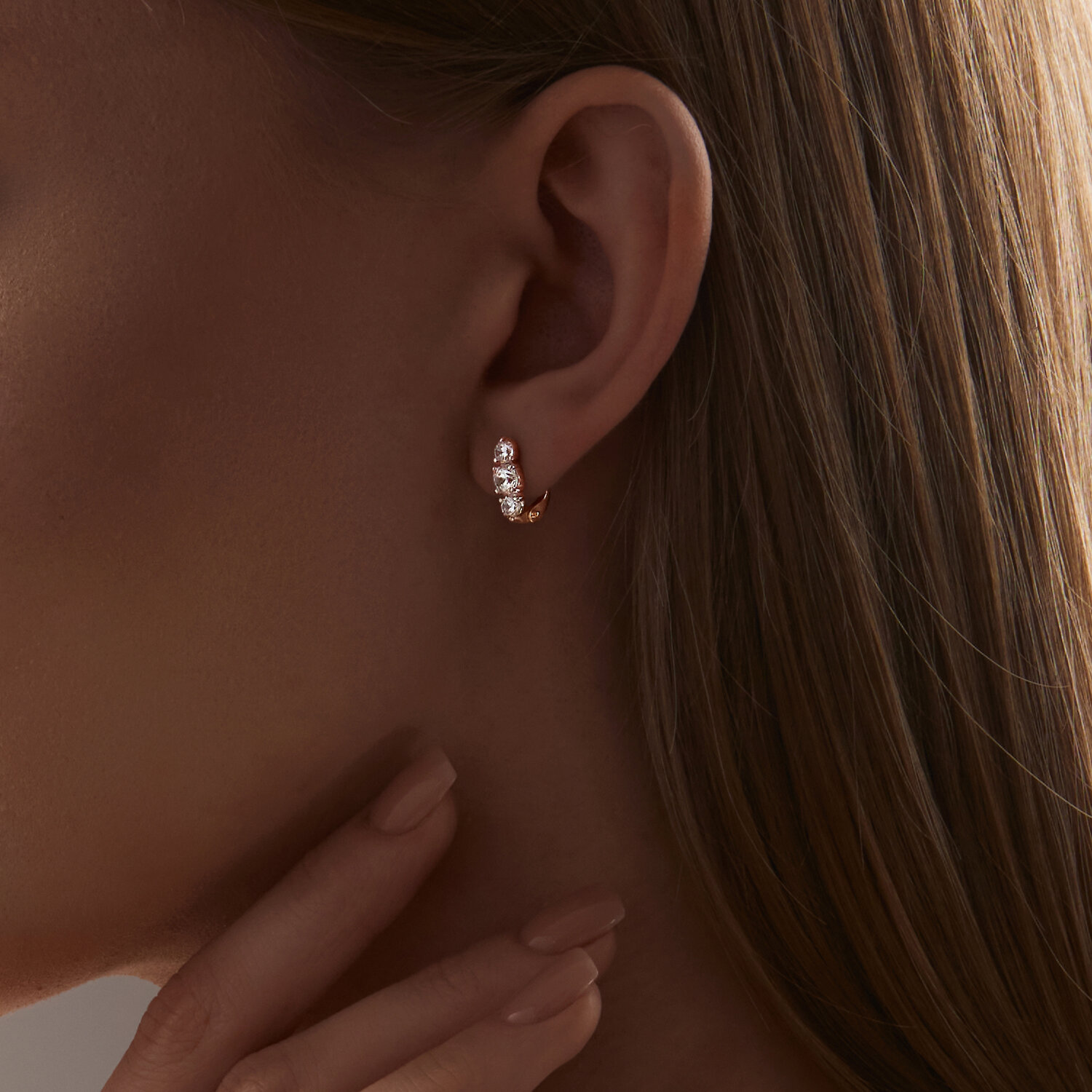 Cercei Sokolov din aur cu zirconii - image 2