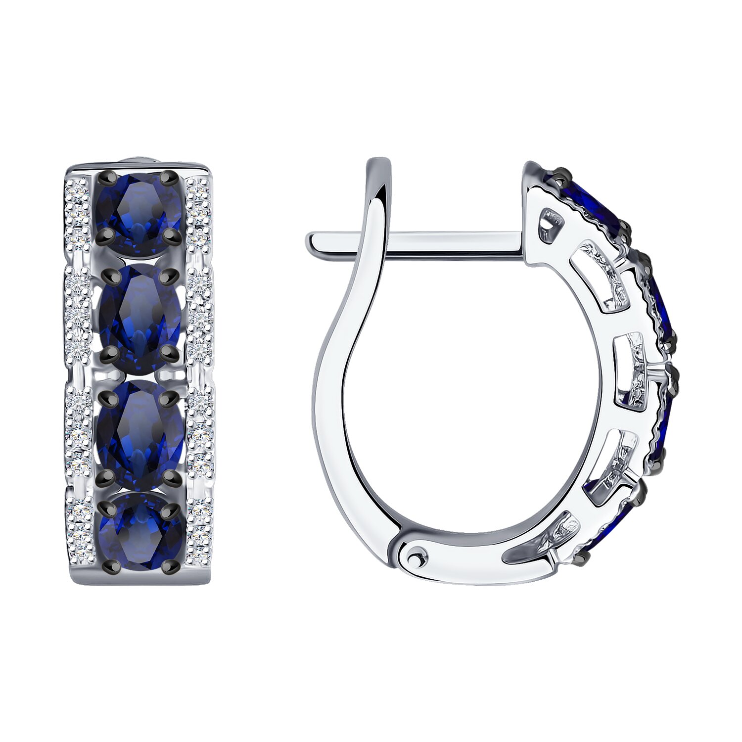 Серьги Sokolov из белого золота с бриллиантами и сапфирами