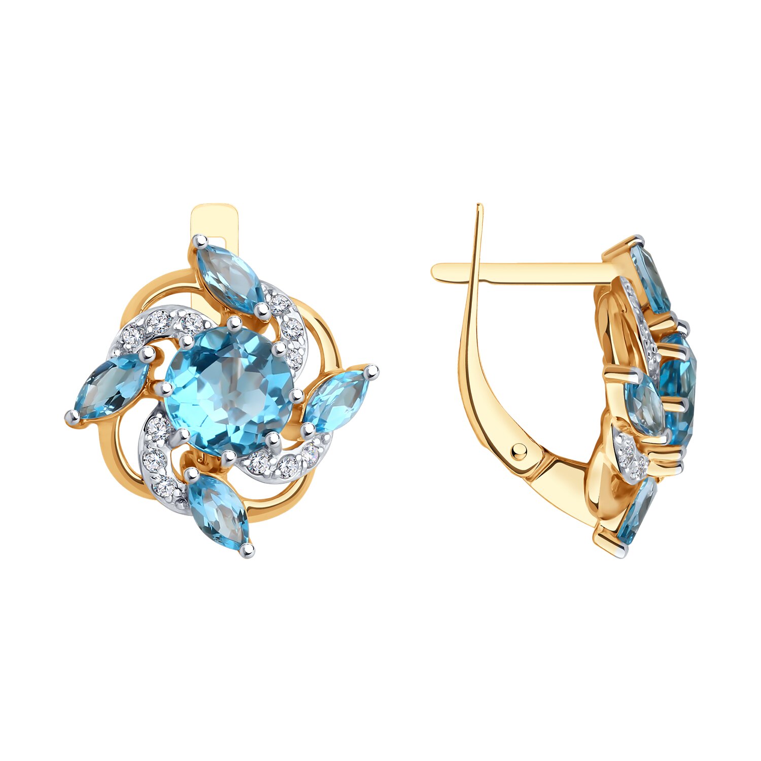 Серьги Sokolov из золота с топазами и фианитами