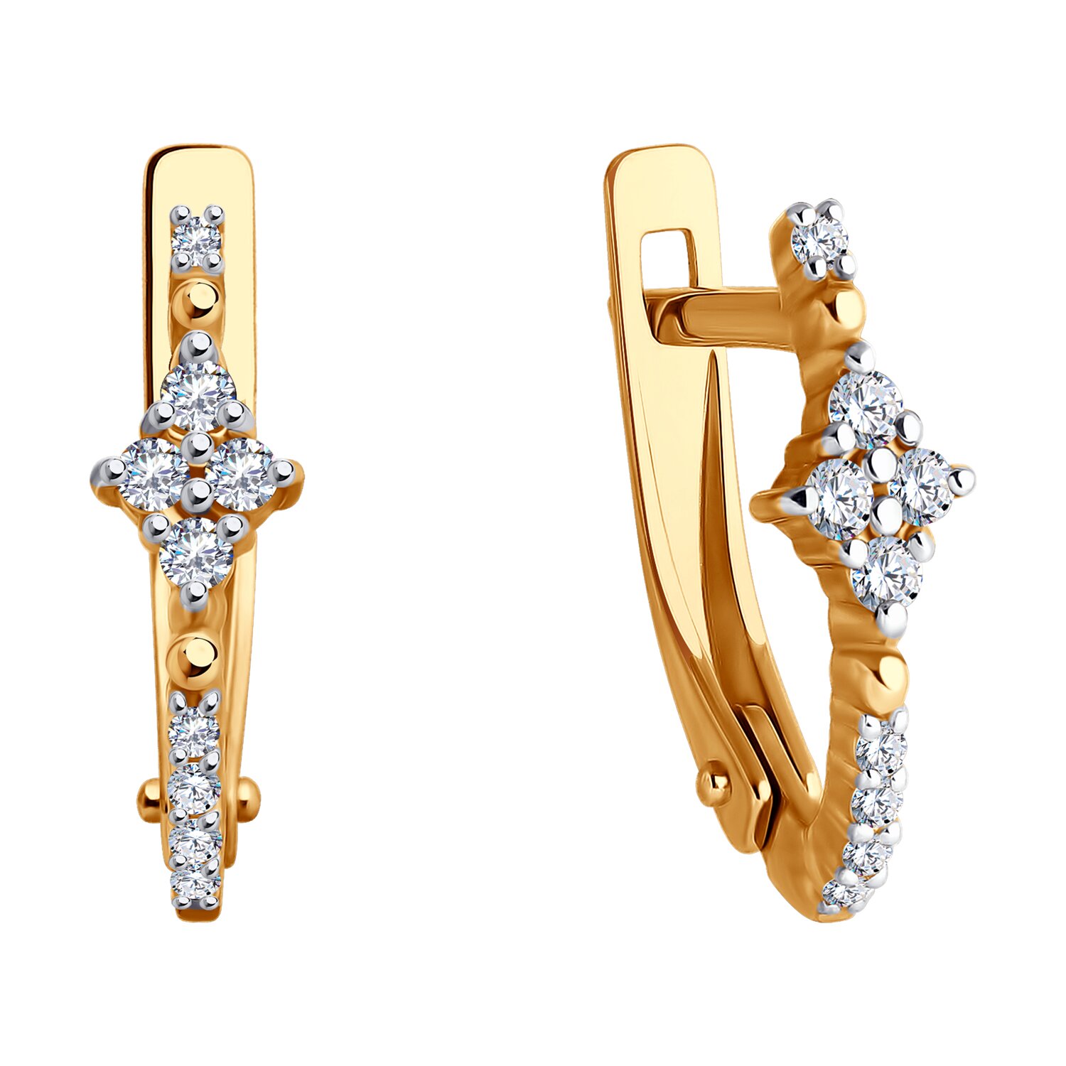 Cercei Sokolov din aur cu zirconii - image 2