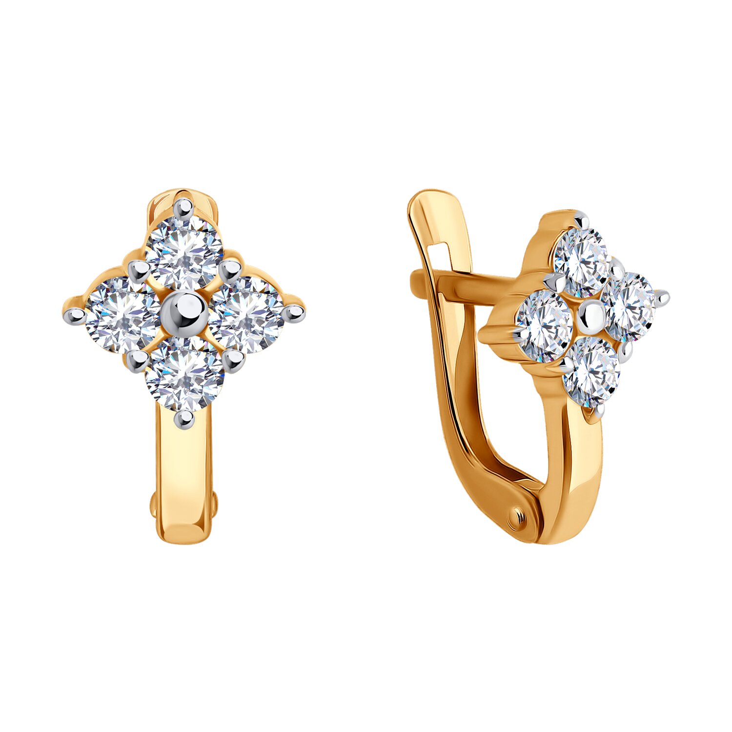 Cercei Sokolov din aur cu zirconii - image 2