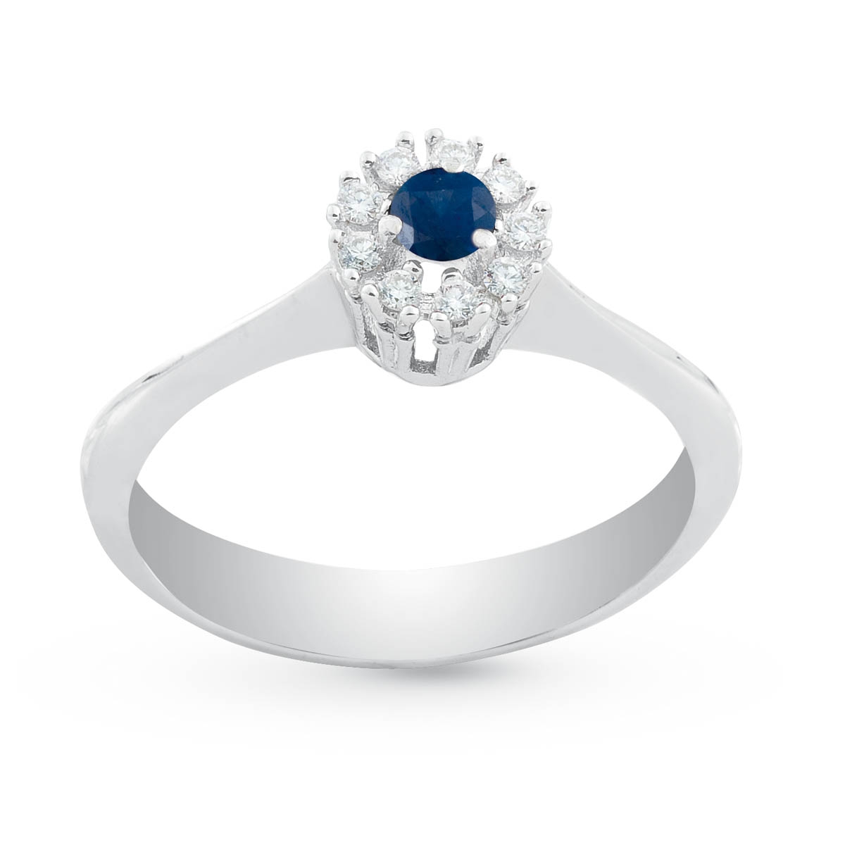 Inel Artlinea din aur alb cu diamante si safir