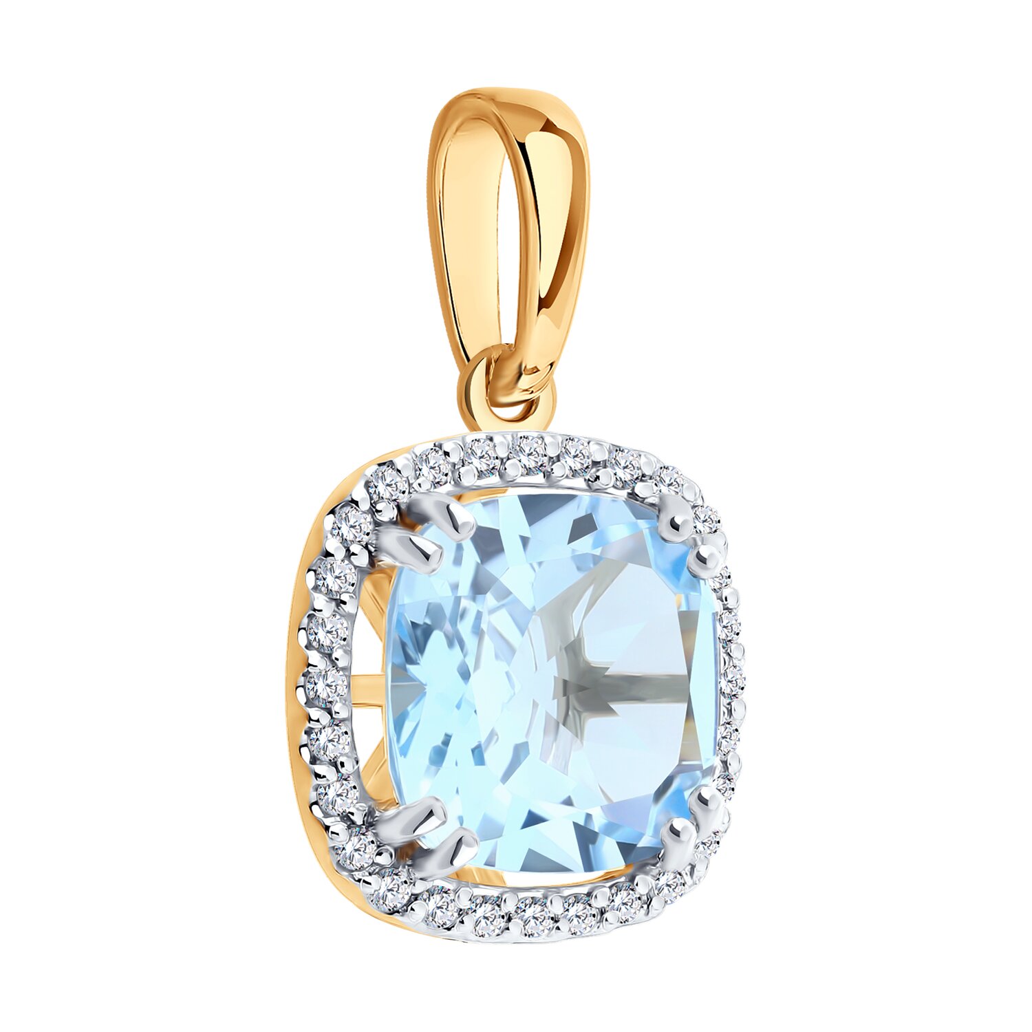 Pandantiv Sokolov din aur cu diamante și topaz - image 2