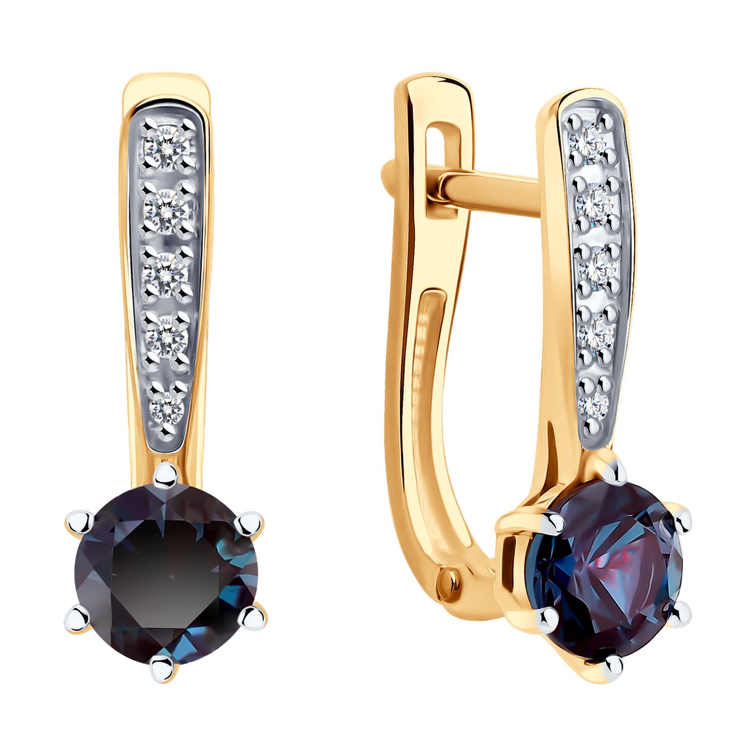 Cercei Sokolov din aur cu diamante și alexandrit - image 2