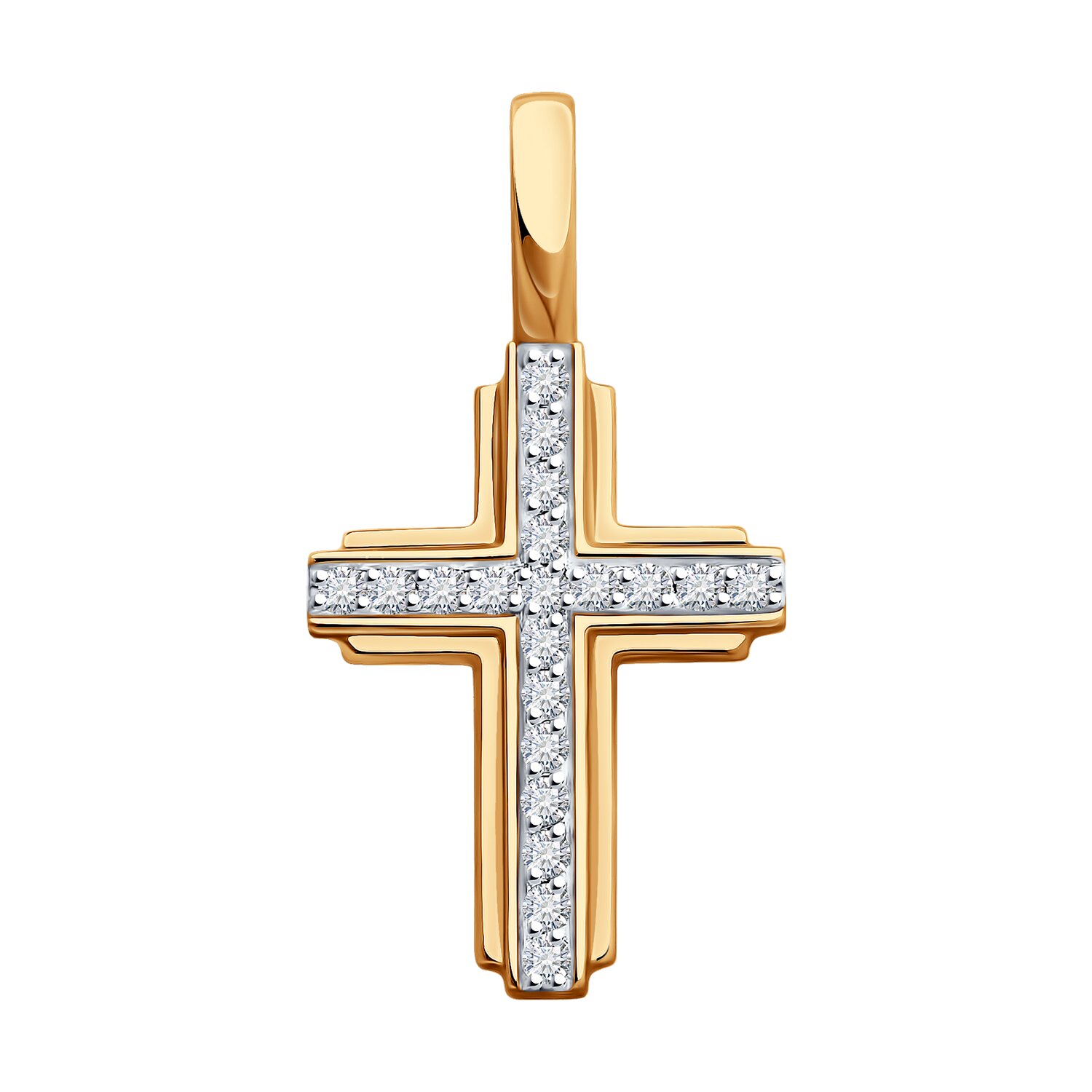 Подвеска Sokolov из золота с бриллиантом выращенным и рубином - image 1