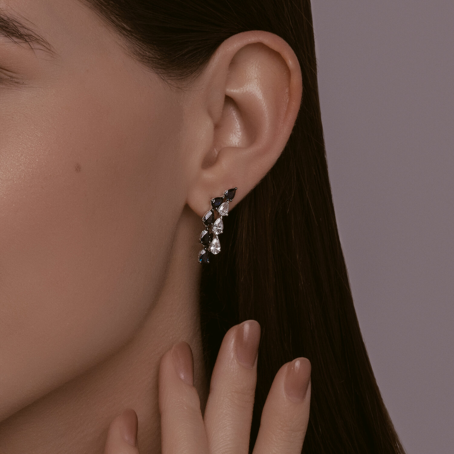 Sokolov white gold earrings with sapphires - image 3