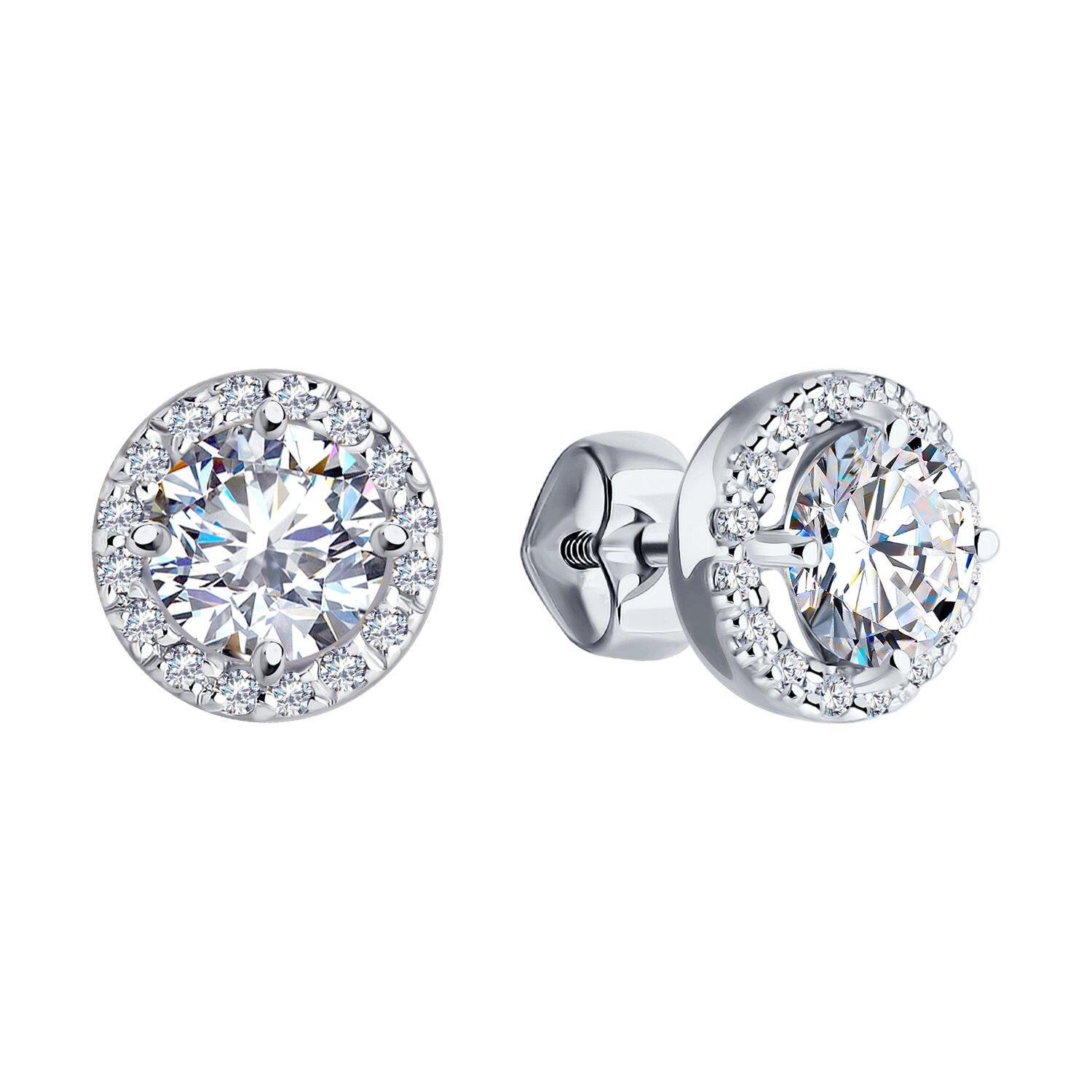 Sokolov white gold earrings with zirconia - image 2