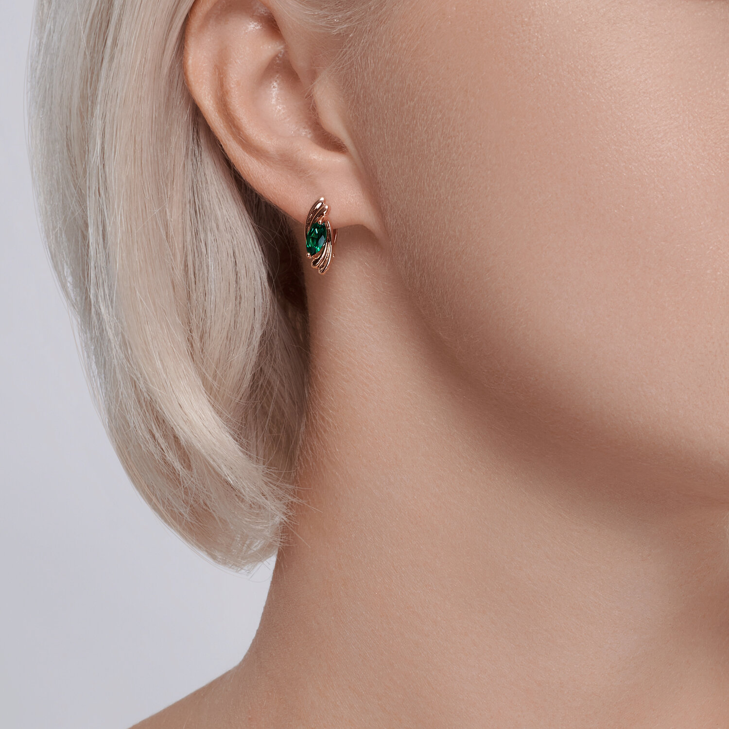 Cercei Sokolov din aur cu smaralde hidrotermale - image 3