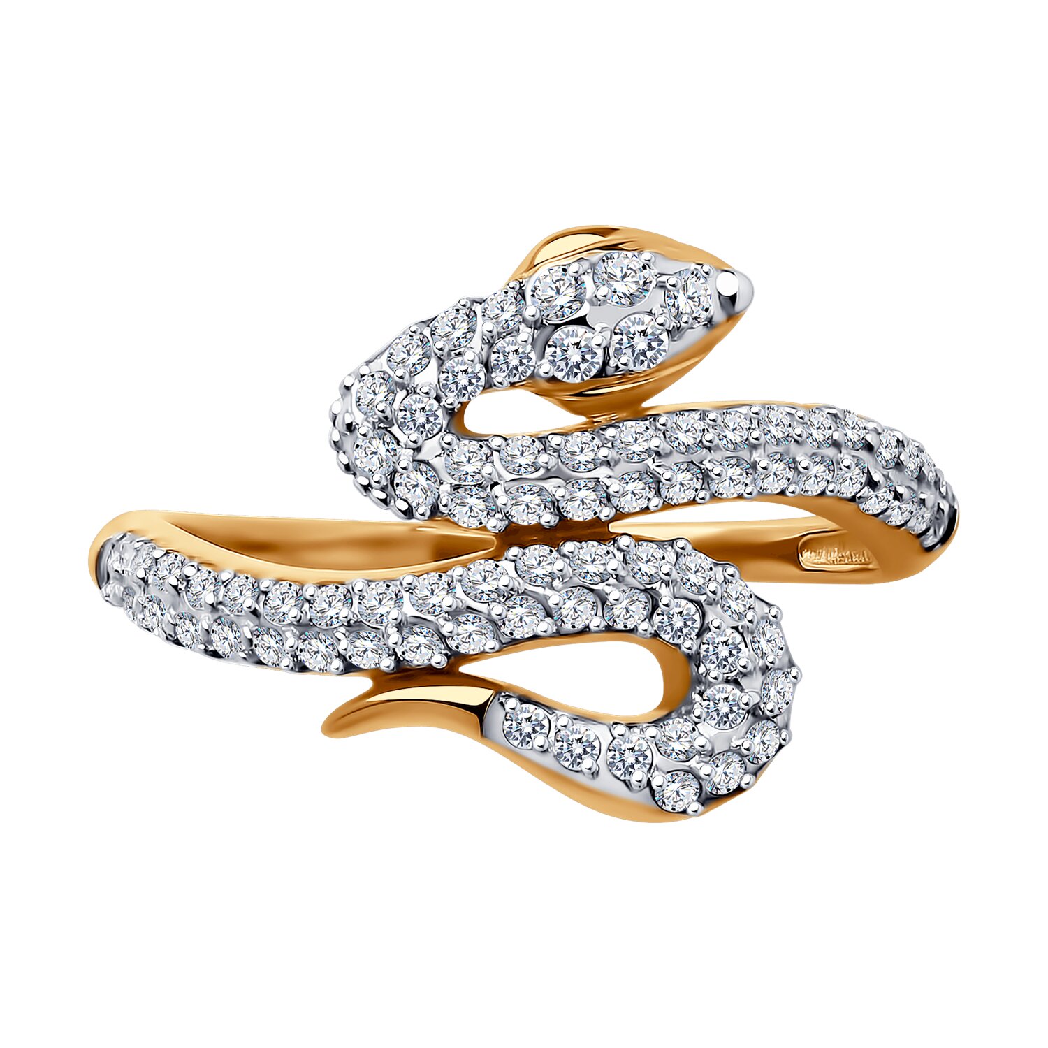 Inel Sokolov din aur cu zirconii - image 2