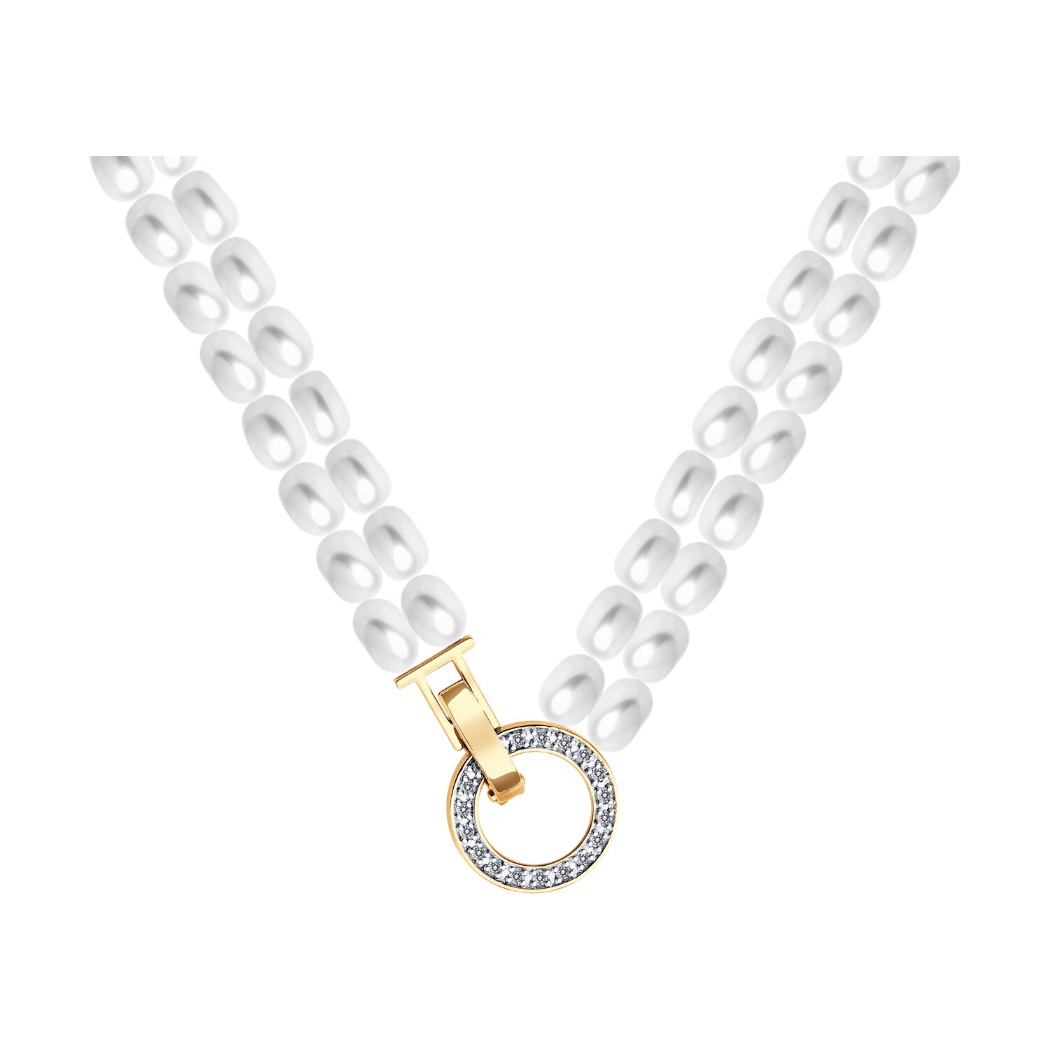 Colier Sokolov din aur cu diamante și perle