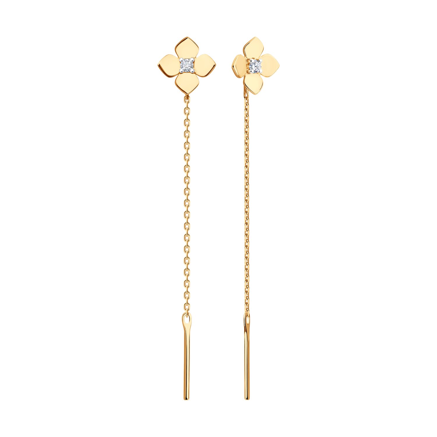 Gold Sokolov earrings with zirconia   - image 2
