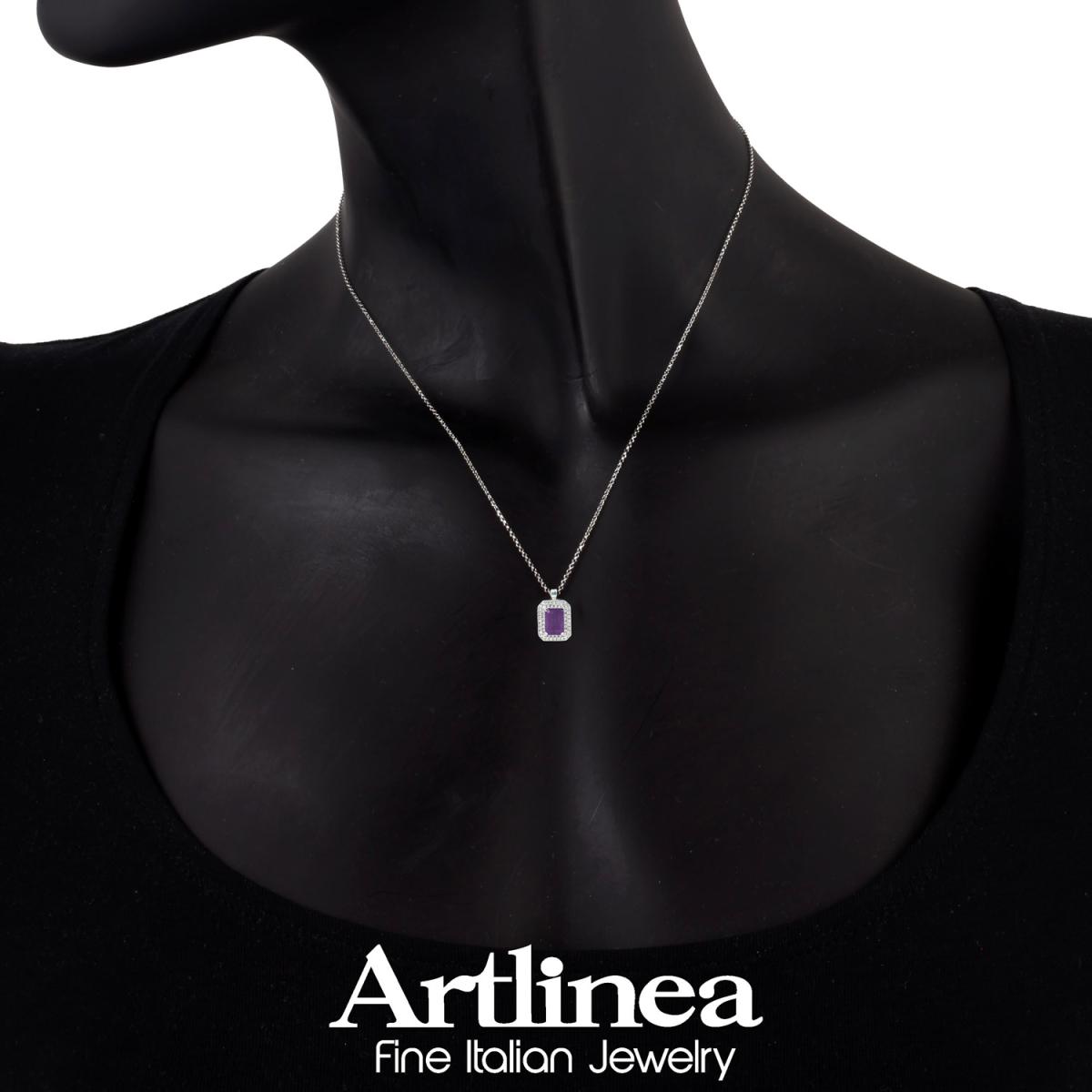 Колье Artlinea из белого золота с аметистом и бриллиантами - image 2