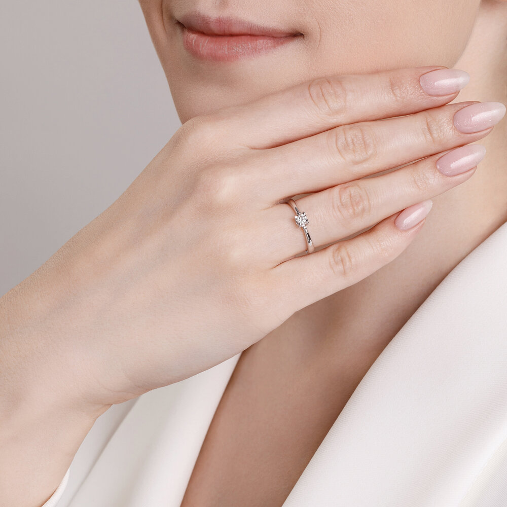 Inel Sokolov cu aur alb cu diamant - image 4