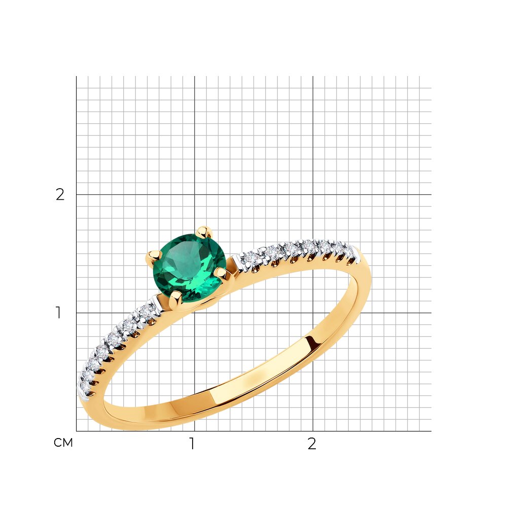 Inel Sokolov din aur cu smarald si diamante - image 4