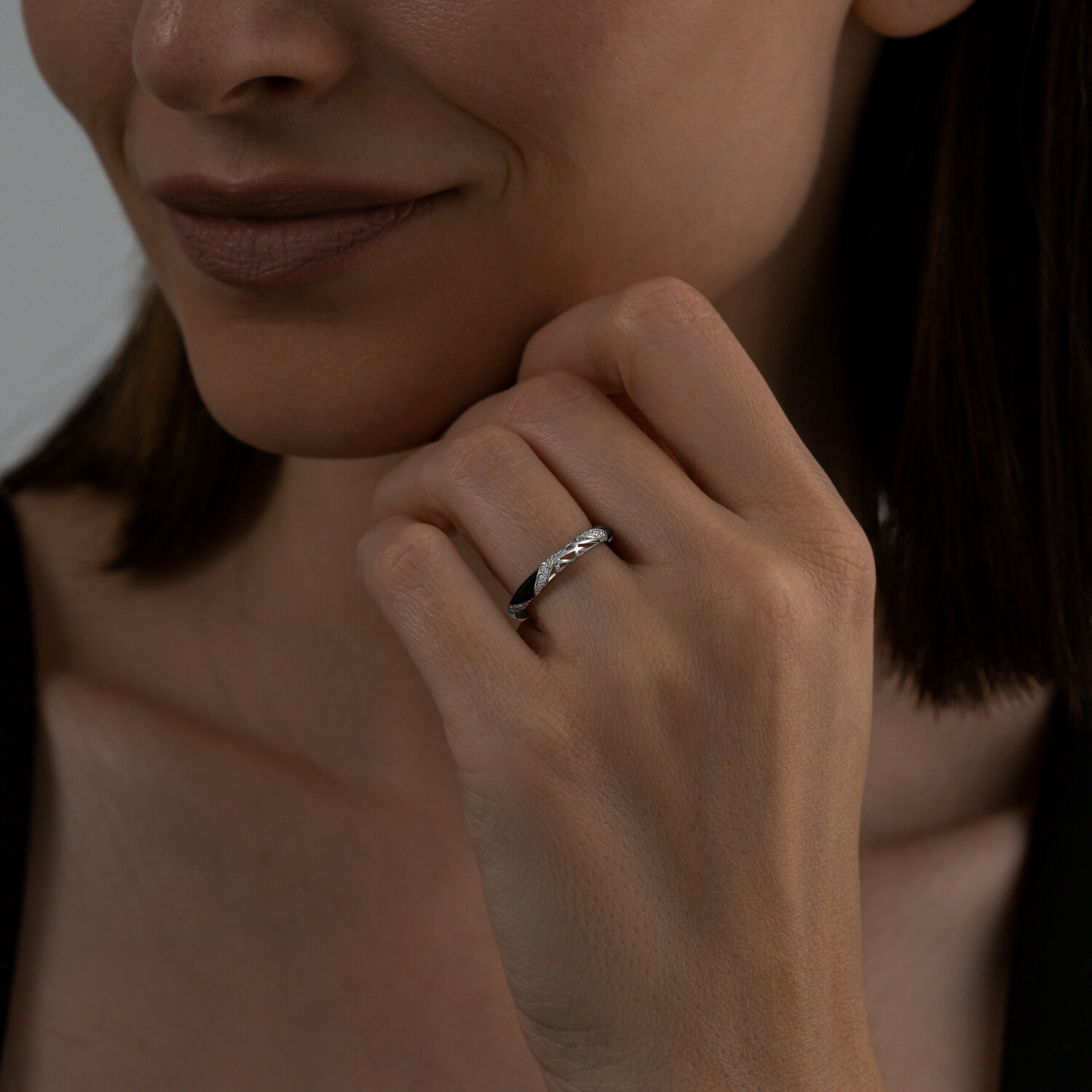 Inel Sokolov din argint cu emal si zirconii - image 2