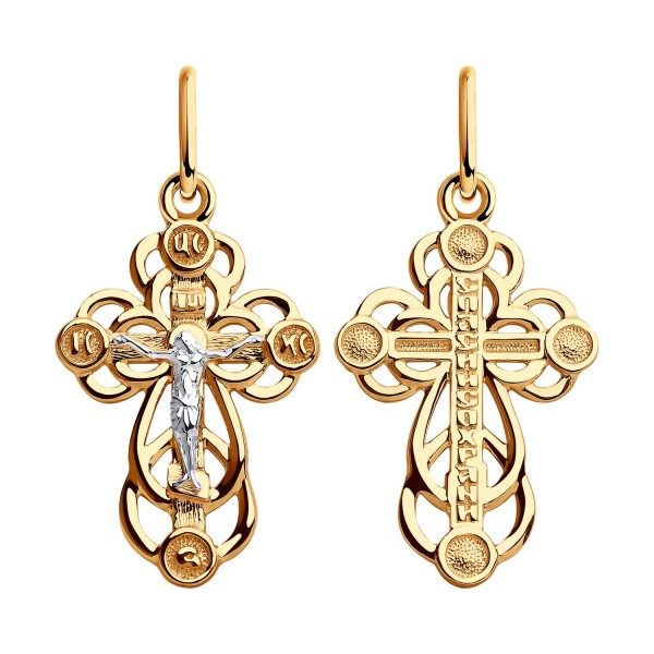 Крест Sokolov из золота с гравировкой