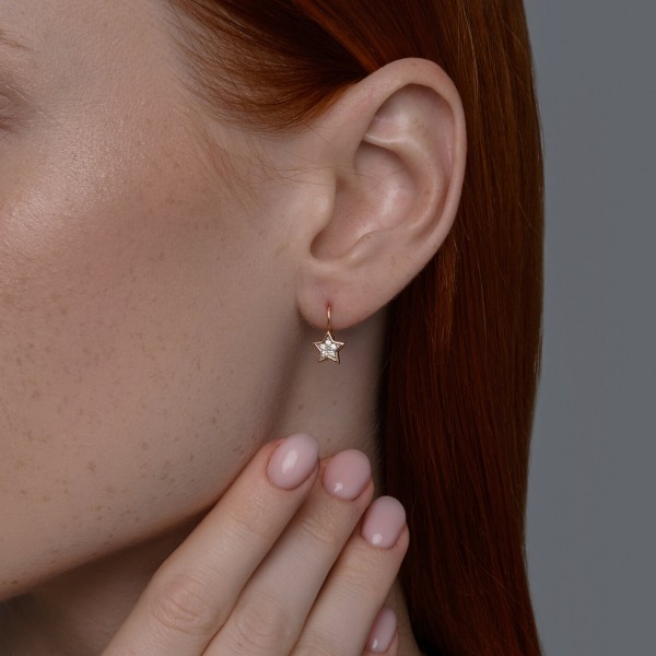 Gold Sokolov earrings with zirconia   - image 3