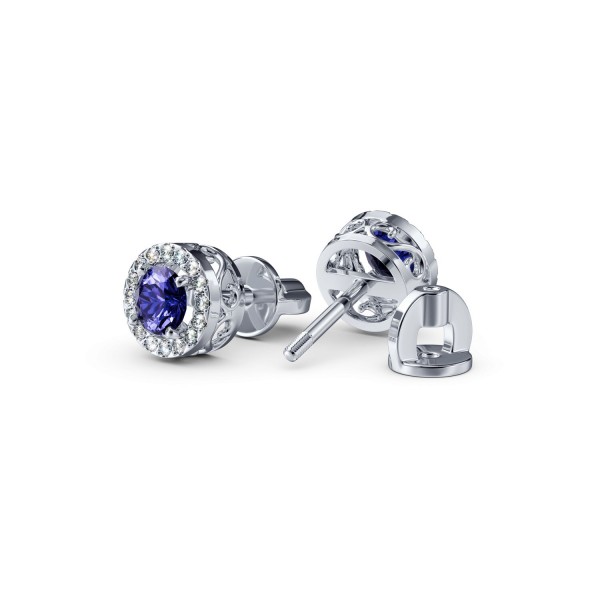 Cercei Sokolov din aur alb cu diamante si tanzanite - image 3
