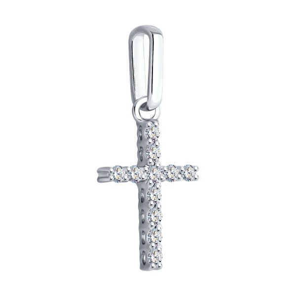 White gold Sokolov cross with a diamond