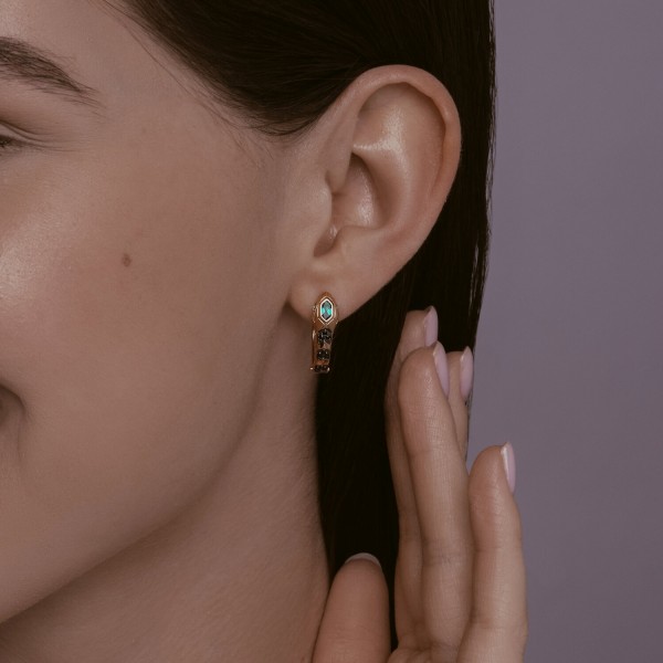 Серьги Sokolov из золота со шпинелью и изумрудами - image 3