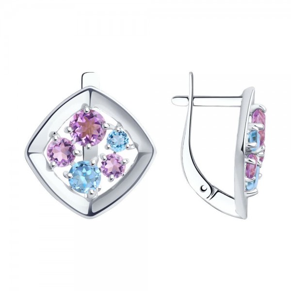 Серьги Sokolov из серебра с полудрагоценными вставками