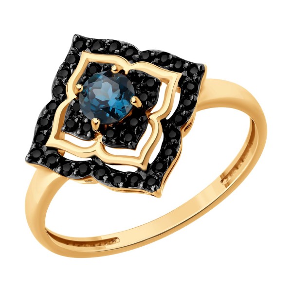 Кольцо Sokolov из золота с лондон топазом и фианитами