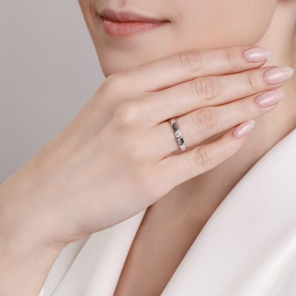 Sokolov white gold ring with diamonds - image 4