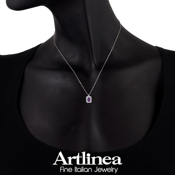 Colier Artlinea din aur alb cu ametist și diamante