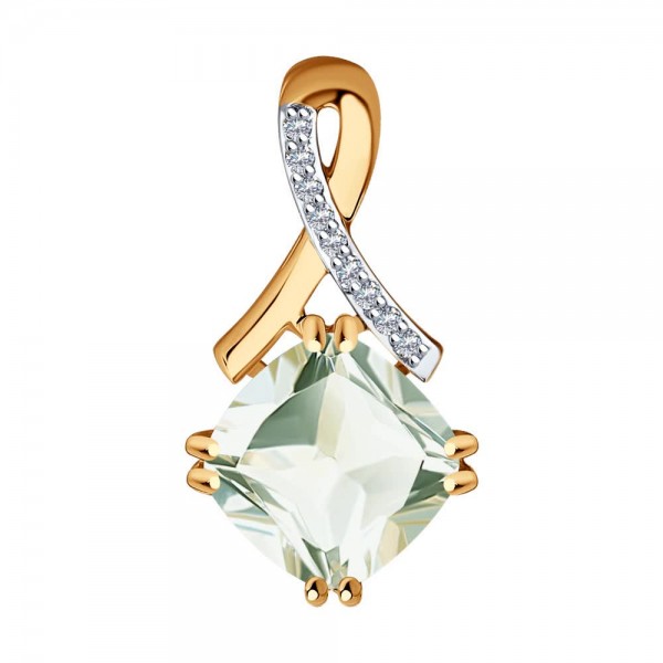 Подвеска Sokolov из золота с бриллиантами и празиолитом