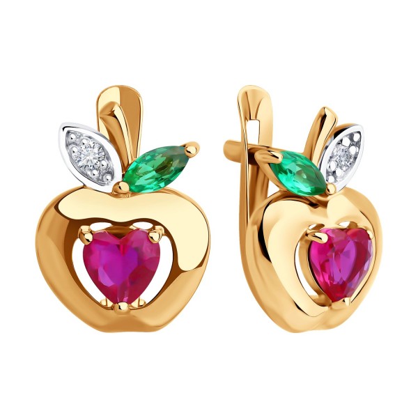 Cercei Sokolov din aur cu corund și zirconii - image 2