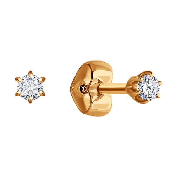 Sokolov gold earrings with diamond - image 2
