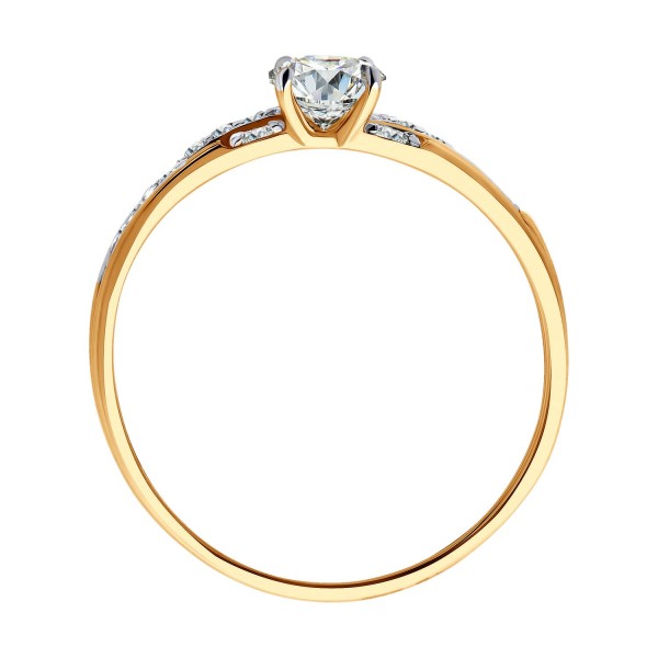 Gold Sokolov ring with zirconia - image 2
