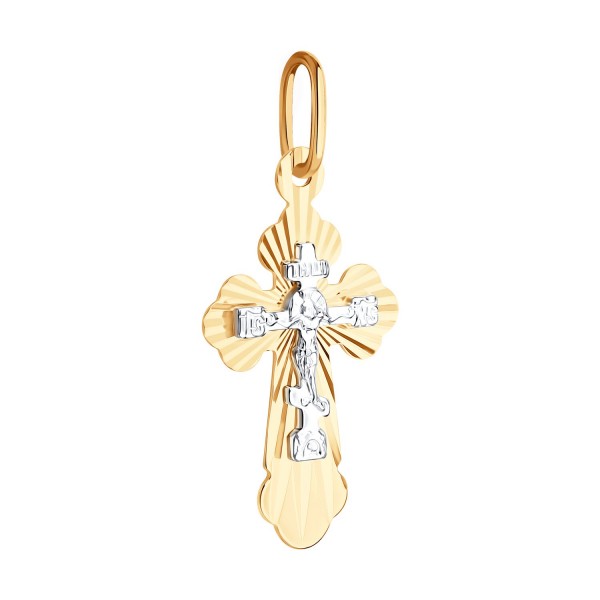 Крест Sokolov из комбинированного золота с алмазной гранью